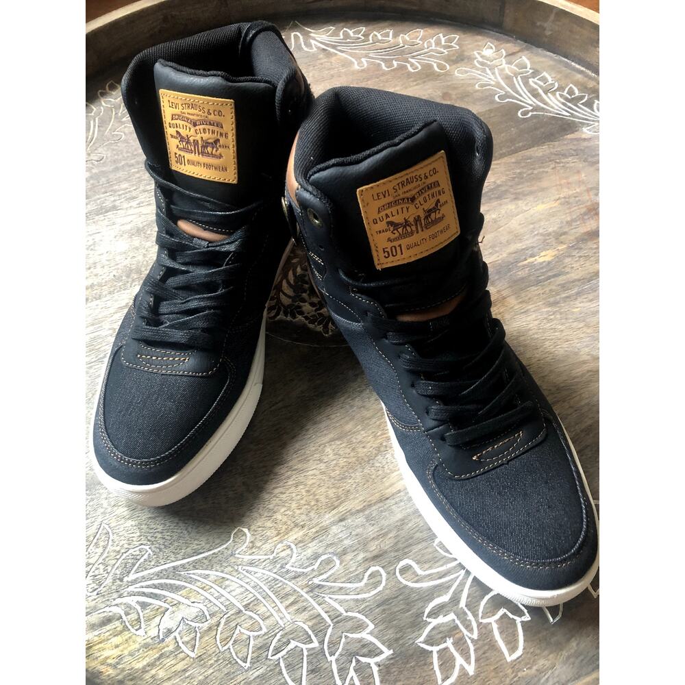 Men's Levis 501 Denim and Leather High Top Sneakers- sz 10.5